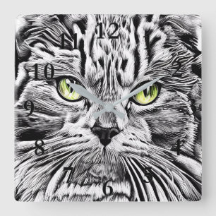 Reloj Cuadrado Cara de gato