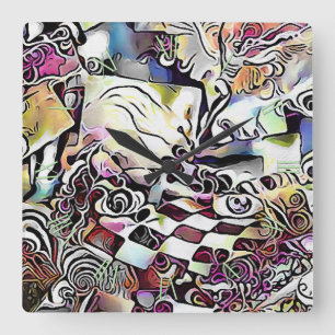 Reloj Cuadrado Cara en un ornamento abstracto