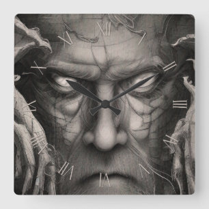 Reloj Cuadrado Cara malvada del antiguo demonio