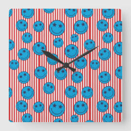 Reloj Cuadrado Cara sonriente retro patriota