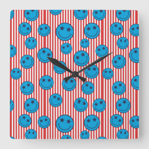 Reloj Cuadrado Cara sonriente retro patriota