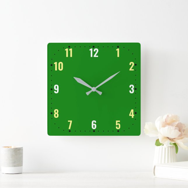 Reloj Cuadrado Cara verde con números - sin marco (Hogar)