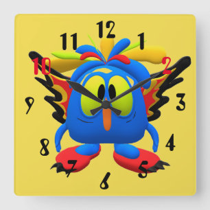 Reloj Cuadrado Carácter de pájaro búho colorido