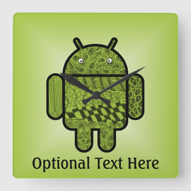 Reloj Cuadrado Carácter paisley para el robot Android™ (Anverso)