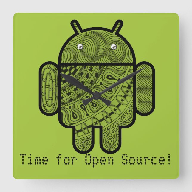 Reloj Cuadrado Carácter Pancho Doodle para el robot Android™ (Anverso)