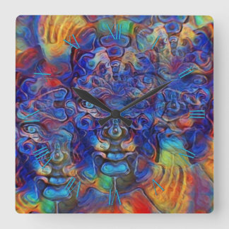 Reloj Cuadrado Caras fractales abstractas