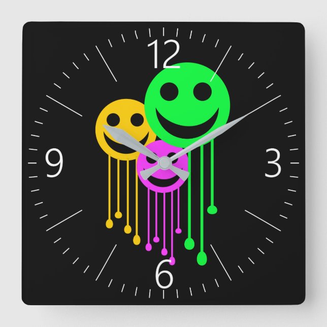 Reloj Cuadrado Caras sonrientes (Anverso)