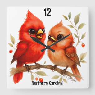 Reloj Cuadrado Cardenal septentrional encantador