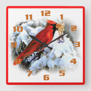 Reloj Cuadrado Cardenales rojos Navidades califican de feriado ru