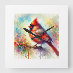 Reloj Cuadrado Cardinal Bird 091024AREF149 - Watercolor