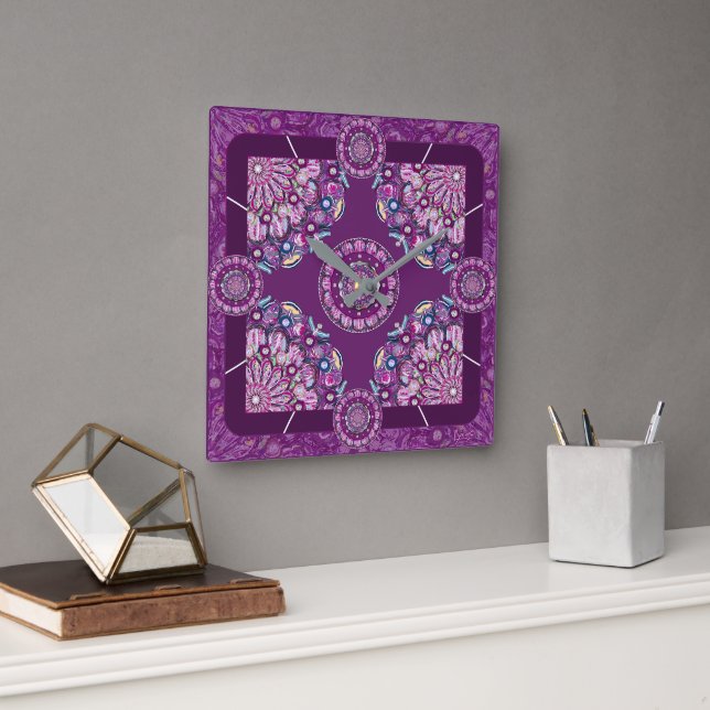 Reloj Cuadrado Cardinal red Rosace (Oficina)