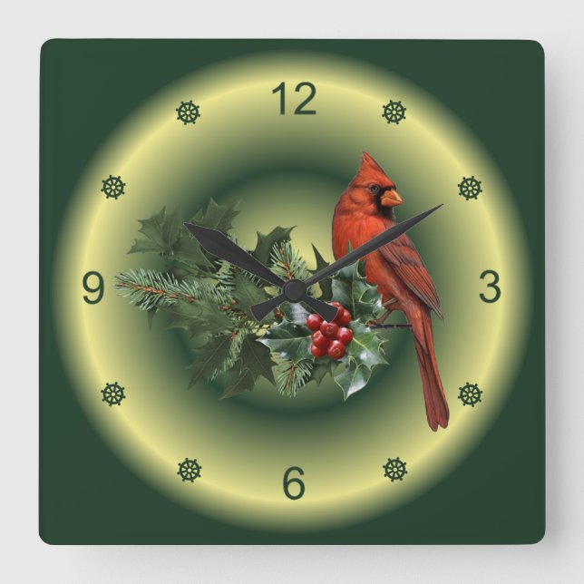 Reloj Cuadrado Cardinals Appear When Angels Are Near ~ Christmas~ (Anverso)