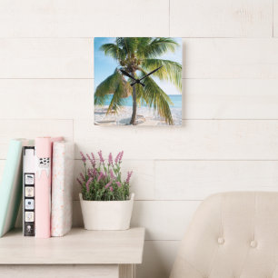 Reloj Cuadrado Caribbean Beach Blis #1 #wall #art