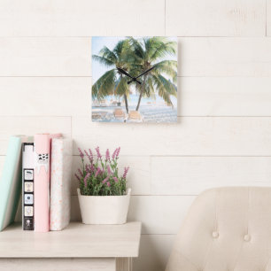 Reloj Cuadrado Caribbean Beach Blis 7 #travel #art