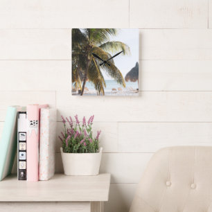 Reloj Cuadrado Caribbean Beach Blis 9 #art #travel