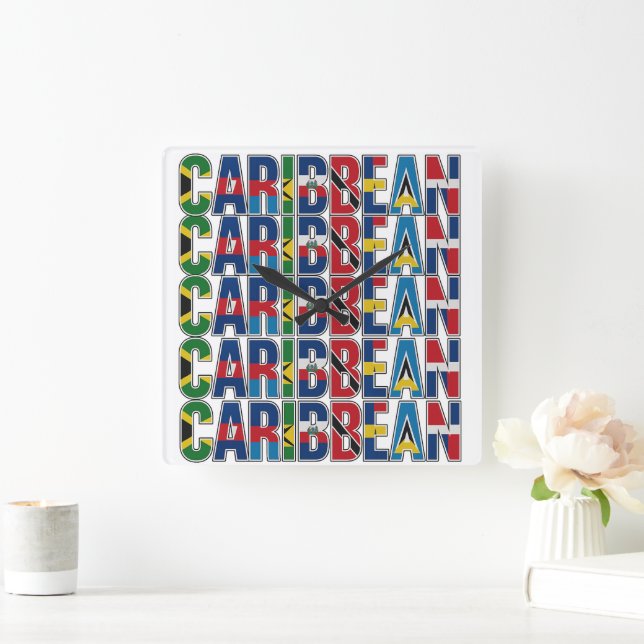 Reloj Cuadrado Caribbean Flags (Hogar)