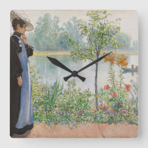 Reloj Cuadrado Carl Larsson Karin Lake Boat Wall Clock