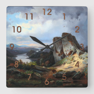 Reloj Cuadrado Carmiencke - Western Landscape Bear Square Wall Cl