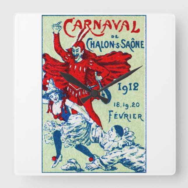 Reloj Cuadrado Carnaval de Francia en 1912 (Anverso)