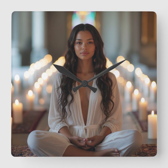 Reloj Cuadrado CARPE DIEM - Meditación - Yoga (Anverso)