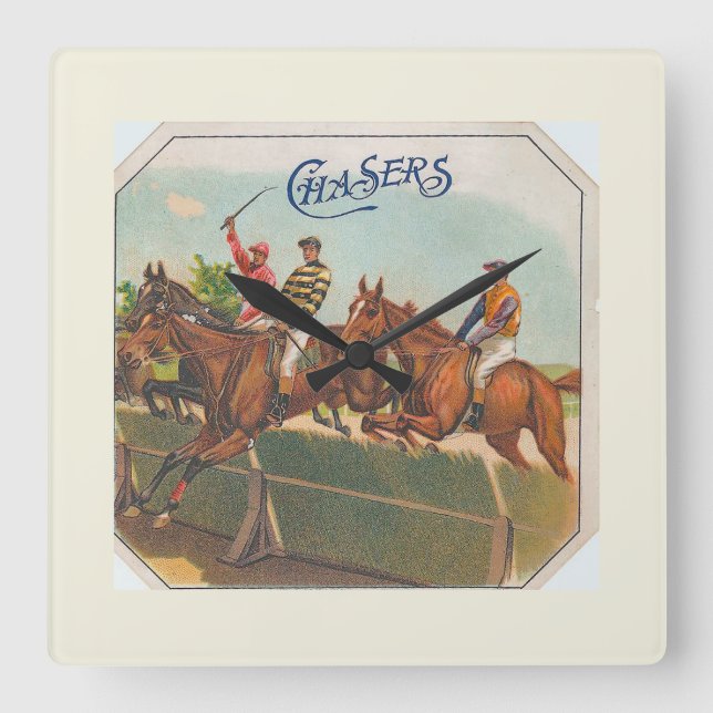 Reloj Cuadrado Carreras de caballos vintage de Chasers (Anverso)