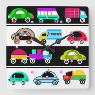 Reloj Cuadrado Carros divertidos