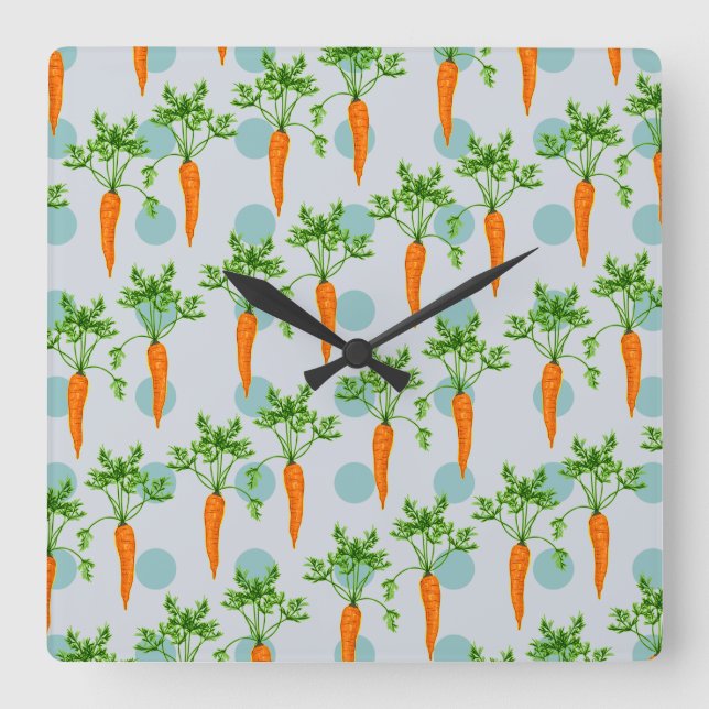 Reloj Cuadrado Carrot vegetable pattern (Anverso)