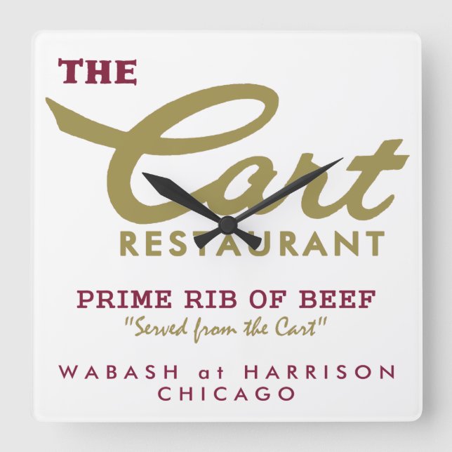 Reloj Cuadrado Cart Restaurant, Wabash y Harrison, Chicago, IL (Anverso)