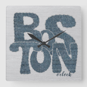 Reloj Cuadrado Carta de Boston en Mezclilla
