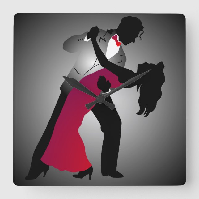 Reloj Cuadrado Cárter de pared de bailarina (Anverso)