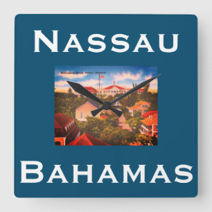 Reloj Cuadrado Casa de gobierno, Nassau, Bahamas, foto vintage
