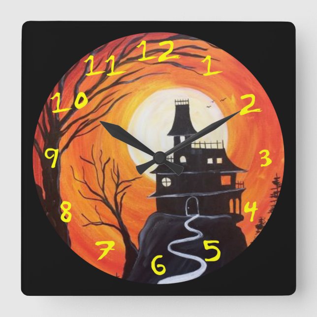 Reloj Cuadrado Casa inquieta y embrujada (Anverso)
