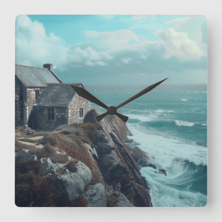 Reloj Cuadrado Casa medieval en un acantilado