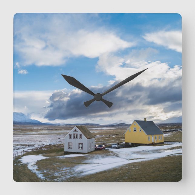 Reloj Cuadrado Casas Contemporáneas (Anverso)