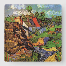 Reloj Cuadrado Casas en Auvers, arte de Vincent van Gogh.