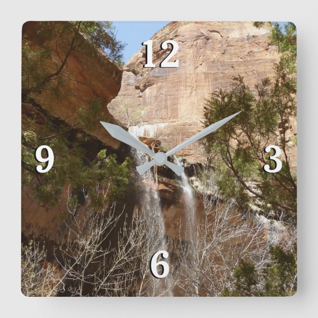 Reloj Cuadrado Cascada de Emerald Pool I del Parque Nacional Zion (Anverso)