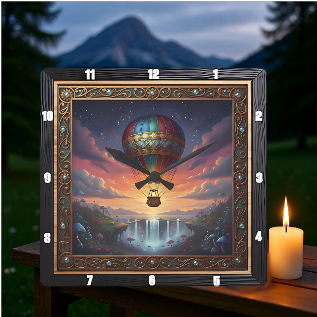 Reloj Cuadrado Cascada de Fantasía con Globo Steampunk (Subido por el creador)