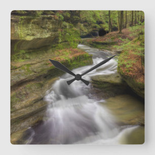 Reloj Cuadrado Cascada de Middle Falls en Hocking Hills Ohio