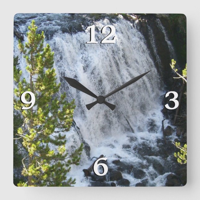 Reloj Cuadrado Cascada de Yellowstone (Anverso)