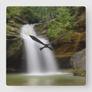 Reloj Cuadrado Cascada Lower Falls en Hocking Hills Ohio