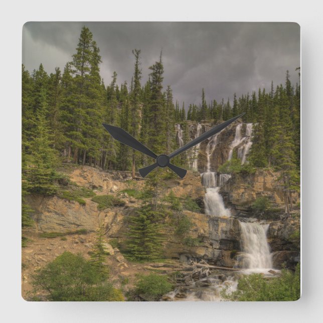 Reloj Cuadrado Cascada Tangle Falls, Alberta Canada (Anverso)