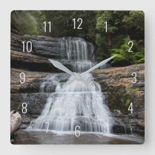 Reloj Cuadrado Cascada Tasmania Naturaleza paisajística de Austra