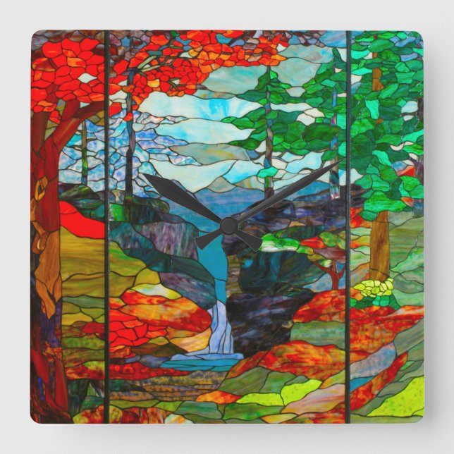 Reloj Cuadrado Cascadas (Anverso)