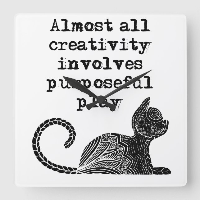 Reloj Cuadrado Casi toda la creatividad implica juego intencional (Anverso)