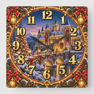 Reloj Cuadrado Castillo de Navidad País de las Maravillas de Invi