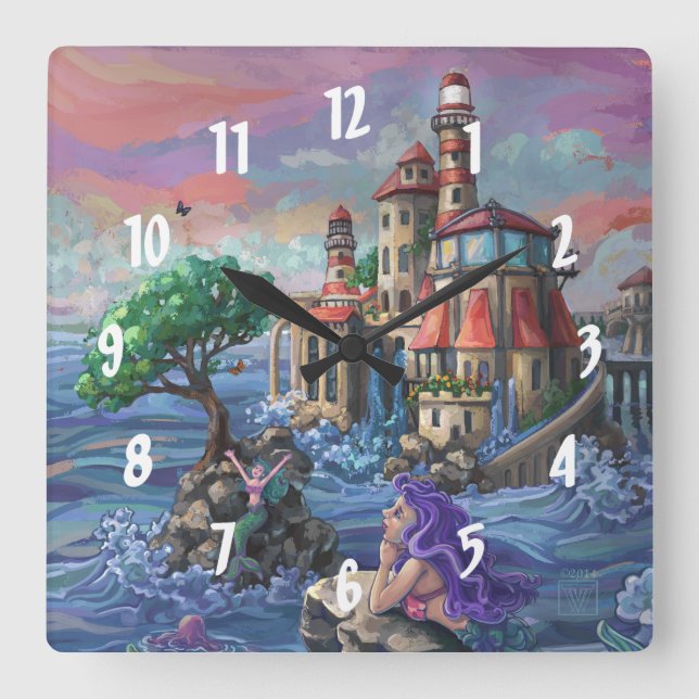 Reloj Cuadrado Castillo de Sirena (Anverso)