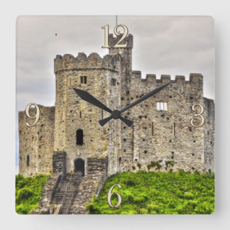 Reloj Cuadrado Castillo medieval de Cardiff Inner Keep, Gales, Re