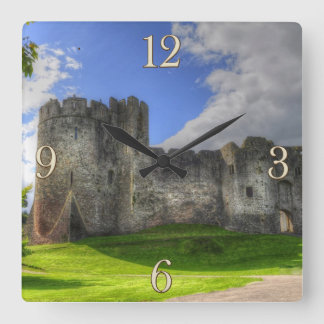 Reloj Cuadrado Castillo medieval de Chepstow Monmouthshire, Gales