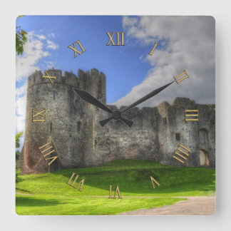 Reloj Cuadrado Castillo medieval de Chepstow Monmouthshire, Gales