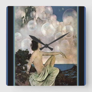Reloj Cuadrado "Castillos de aire" por Maxfield Parrish